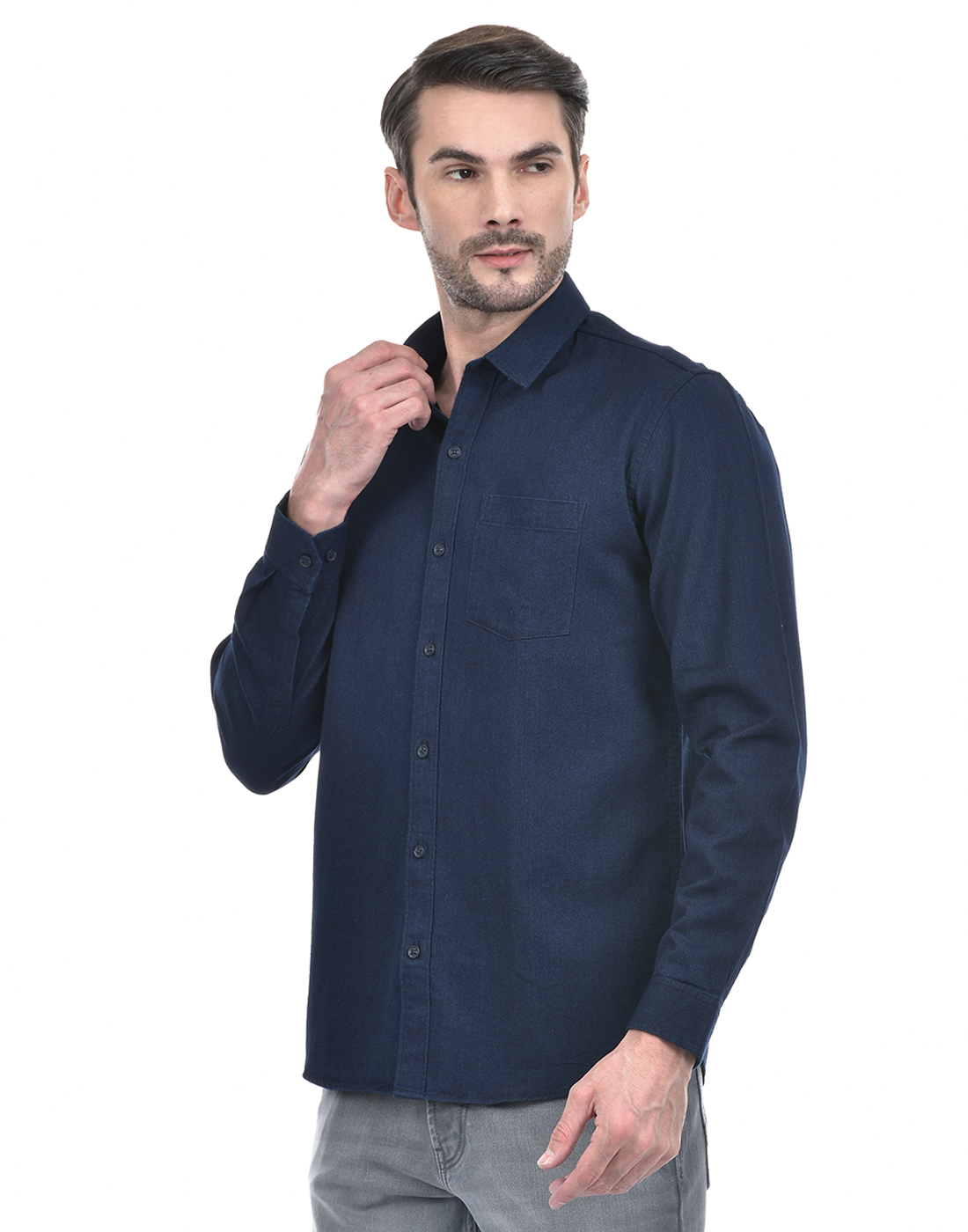 Numero Uno Men Solid Dark Blue Shirt